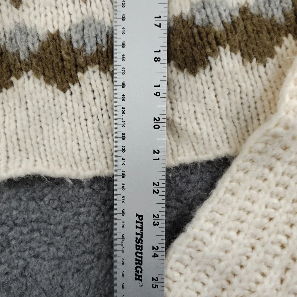 Free People Womens M Fair Isle Cropped Chunky Knit Sweater Cream Earth Tones